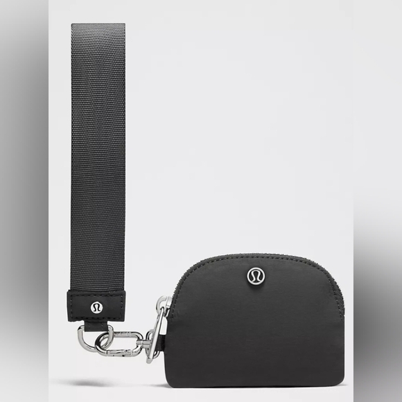 Lululemon Dual Pouch Wristlet Glitter Dark Silver/Graphite Grey Silver, New - Picture 2 of 3